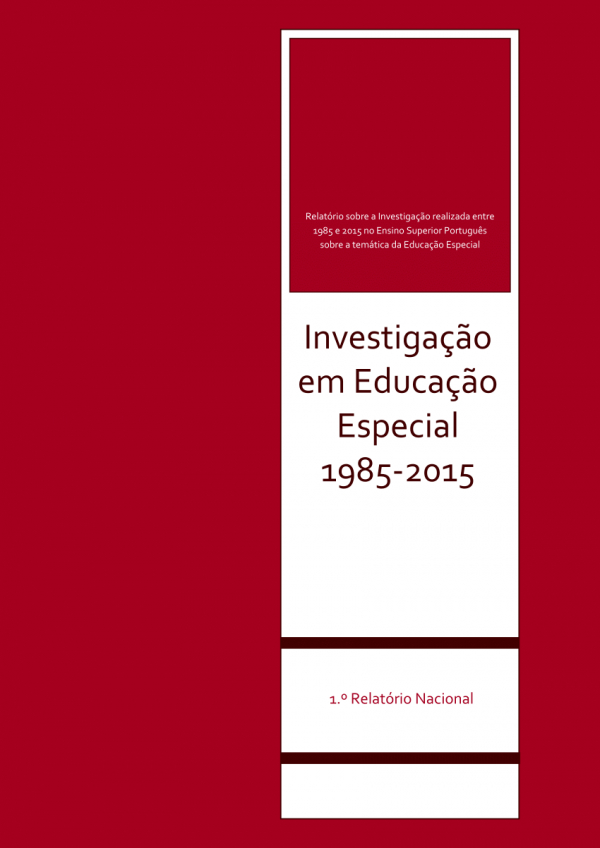 Investigação em educação especial 1985-2015: 1.º relatório nacional (ebook - CEE)